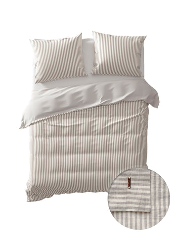 Yellow Dekbedovertrek Moselle Off-white  Grey - 100% Katoen-Perkal