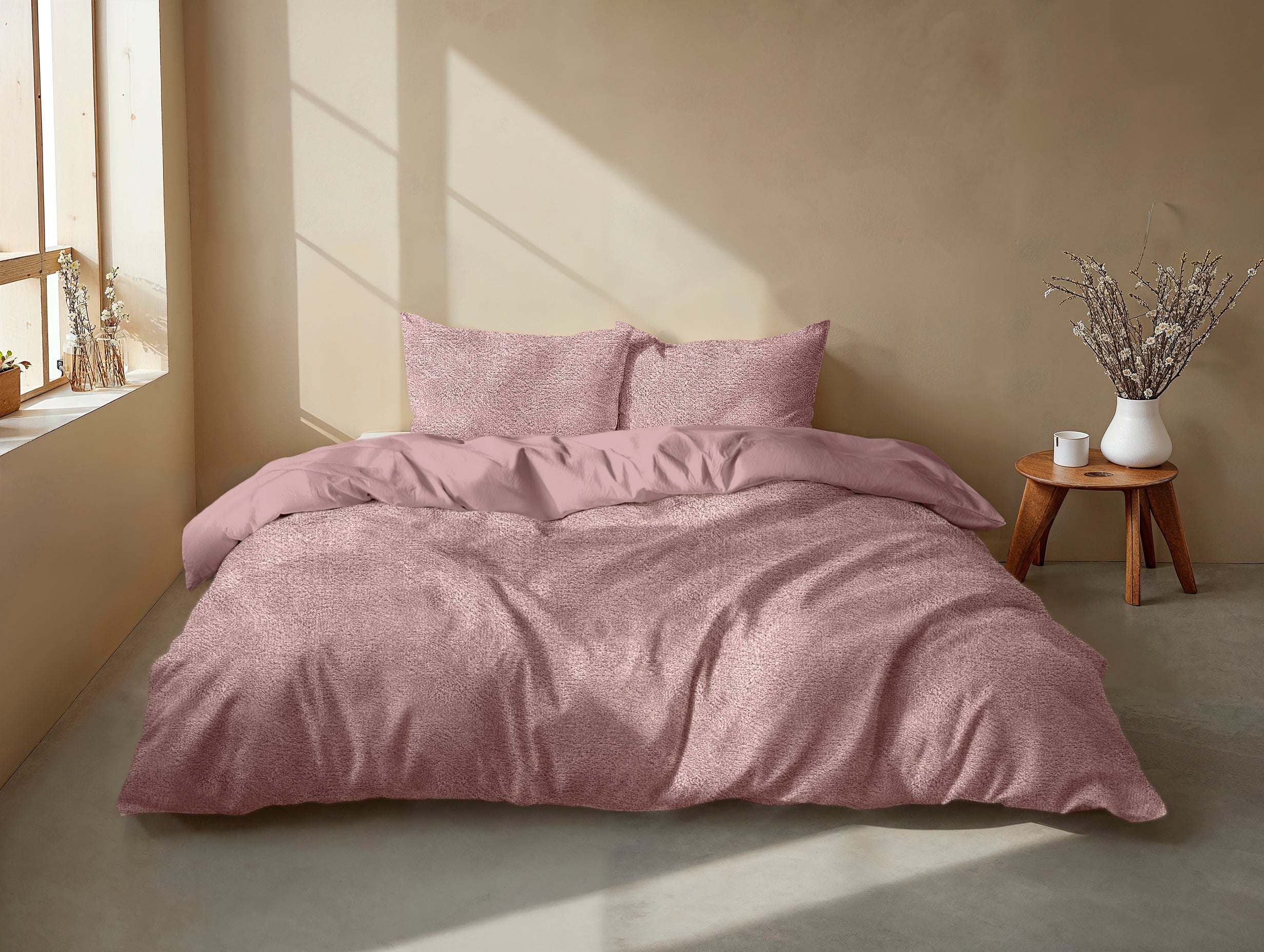 Zohome Dekbedovertrek Pile di Flanella Shady Pink - 100% Microvezel - 140x200 cm