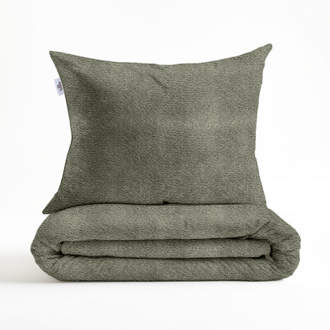 Zohome Dekbedovertrek Pile di Flanella Army Green - 100% Microvezel - 200x200-220 cm