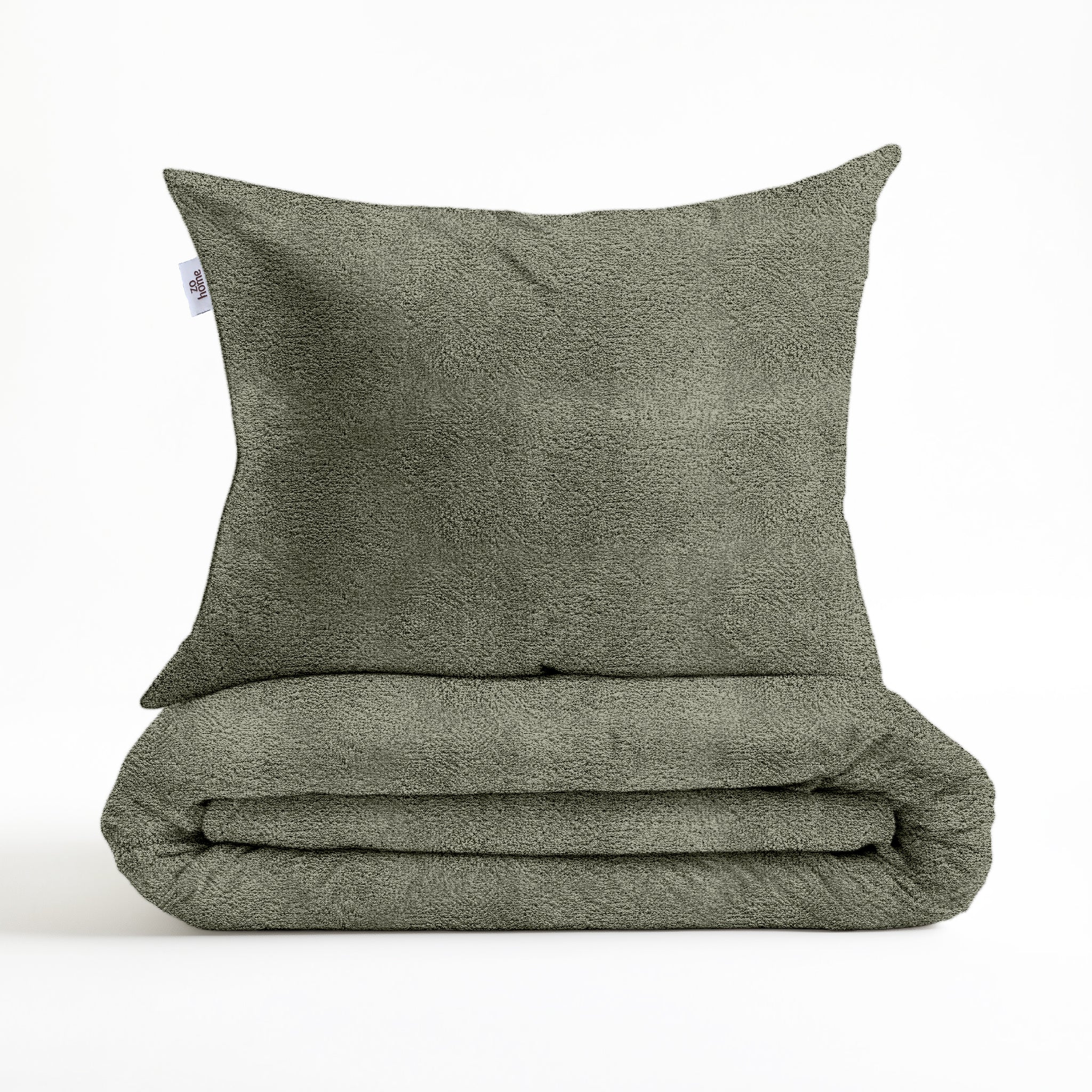 Zohome Dekbedovertrek Pile di Flanella Army Green - 100% Microvezel - 240x200-220 cm