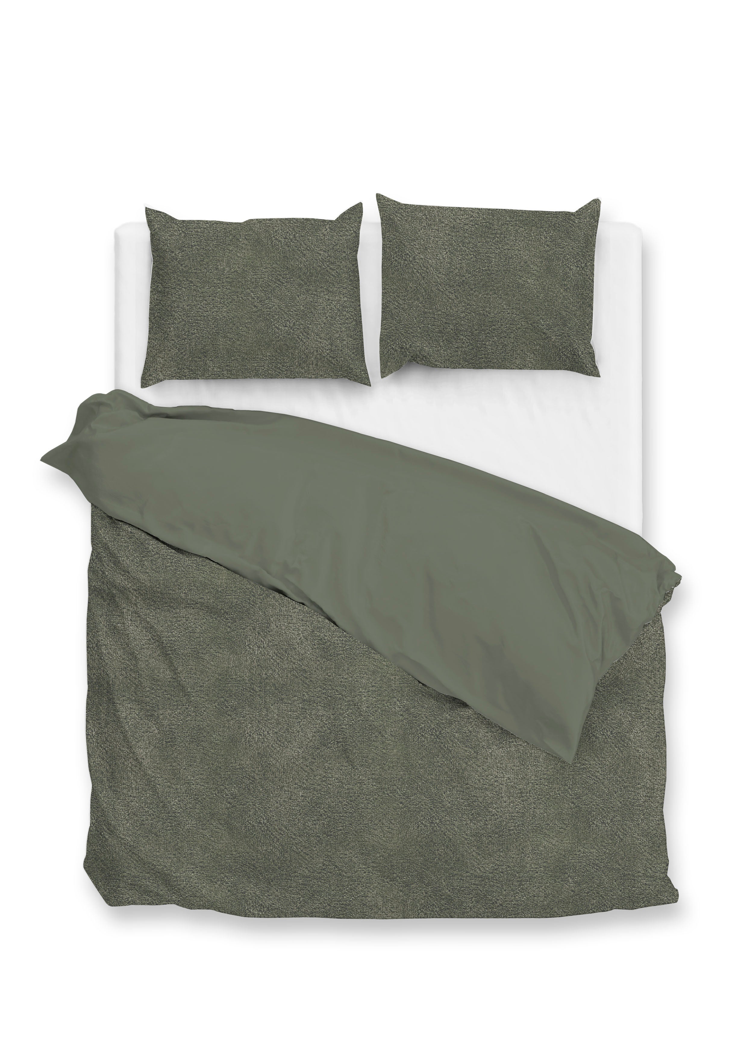 Zohome Dekbedovertrek Pile di Flanella Army Green - 100% Microvezel - 240x200-220 cm