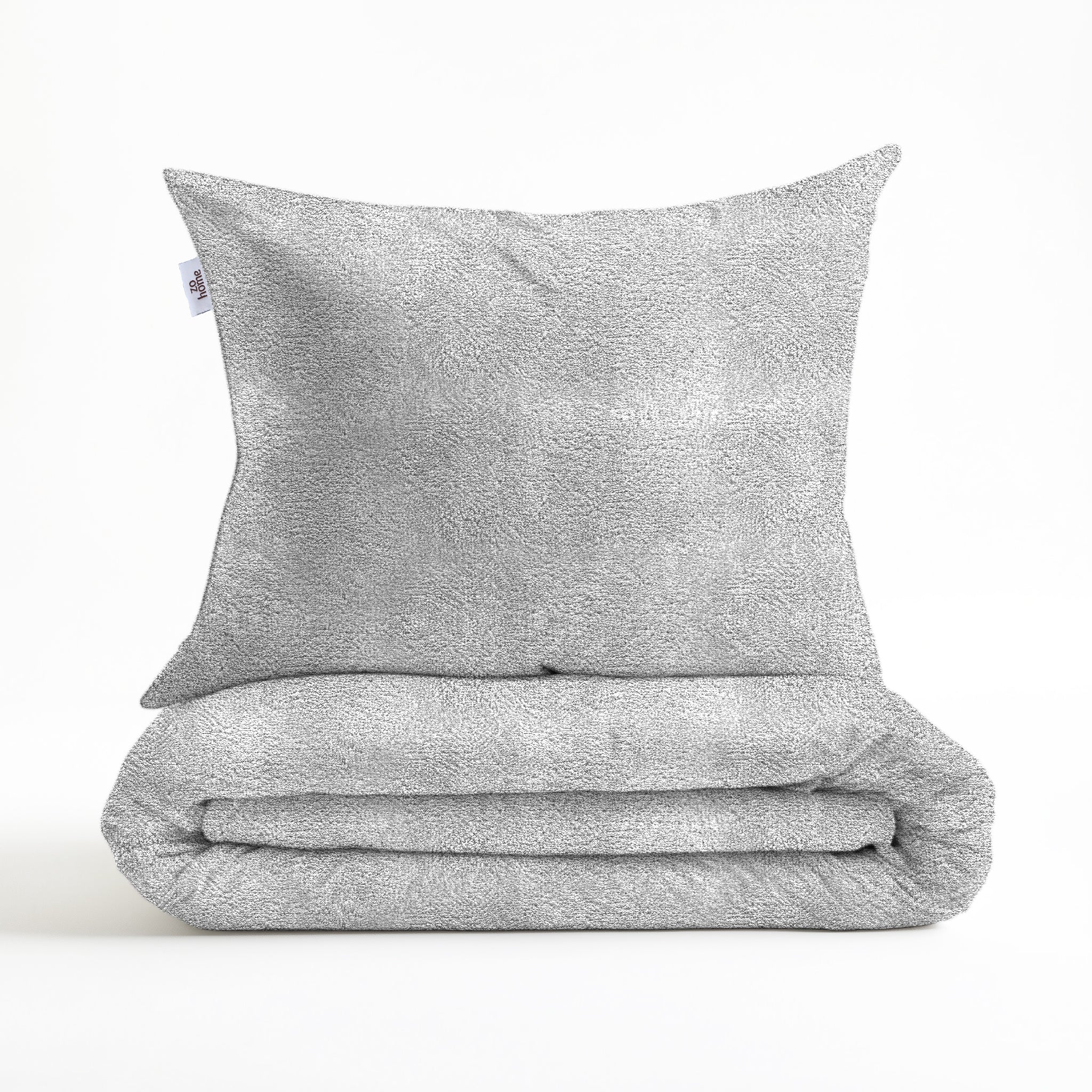 Zohome Dekbedovertrek Pile di Flanella Dove Grey - 100% Microvezel - 200x200-220 cm
