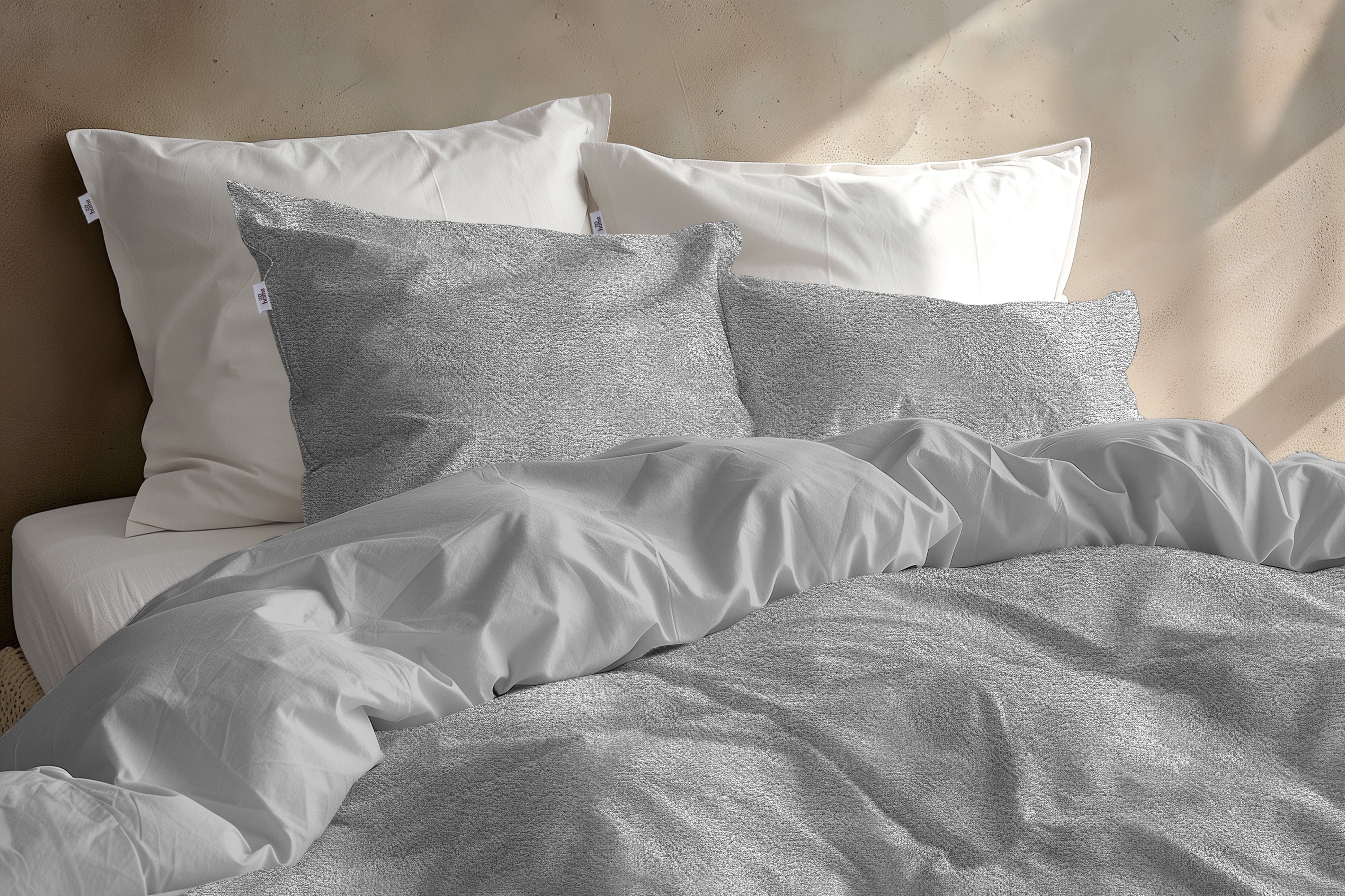 Zohome Dekbedovertrek Pile di Flanella Dove Grey - 100% Microvezel - 200x200-220 cm