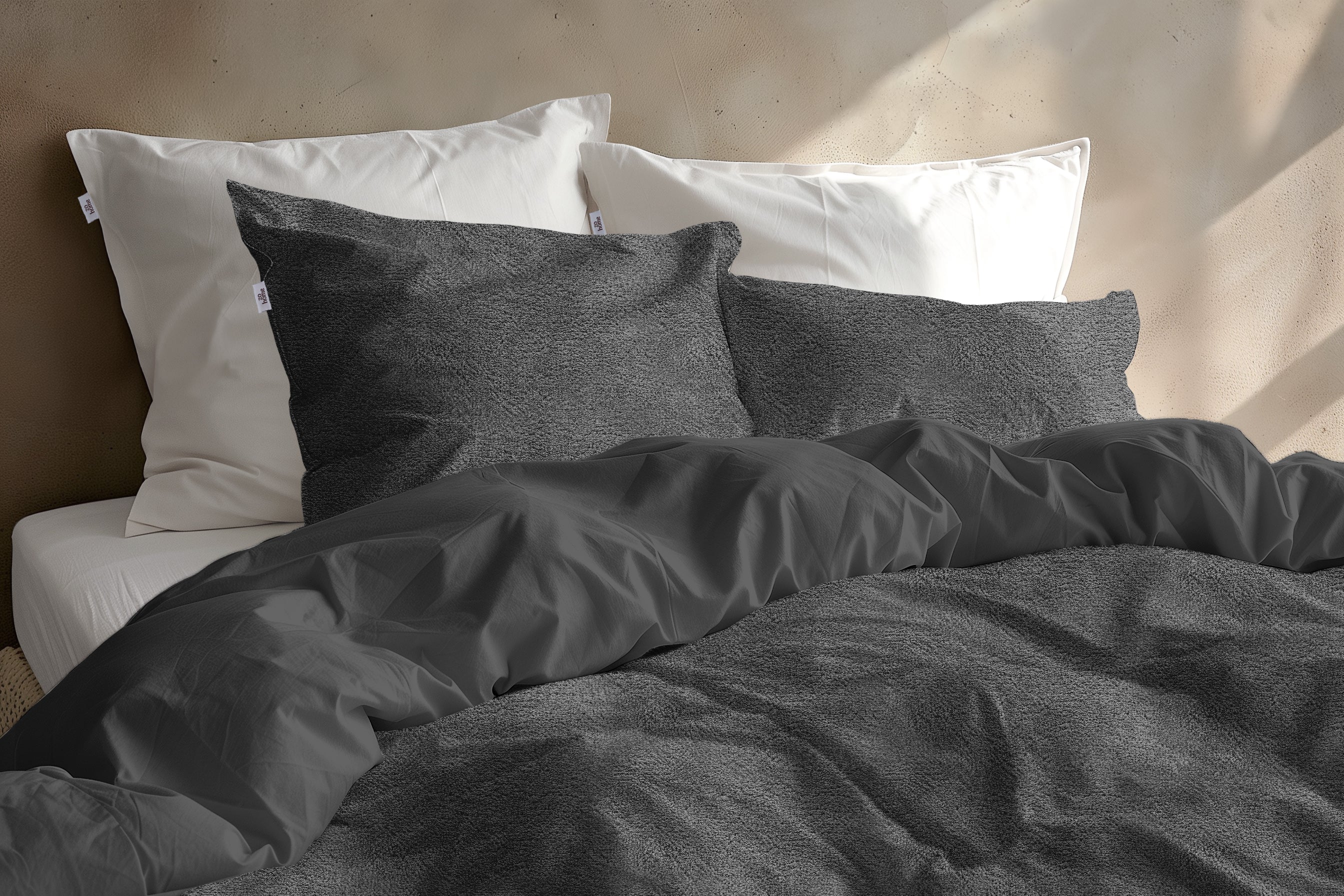 Zohome Dekbedovertrek Pile di Flanella Classic Antracite - 100% Microvezel - 200x200-220 cm