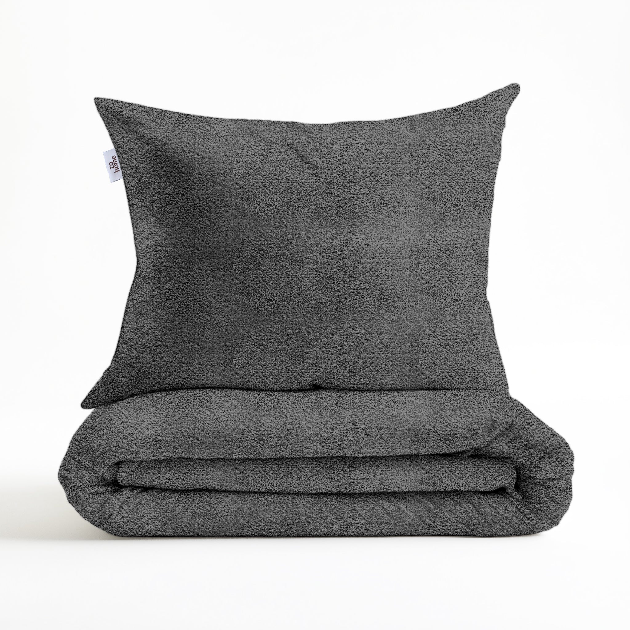 Zohome Dekbedovertrek Pile di Flanella Classic Antracite - 100% Microvezel - 240x200-220 cm