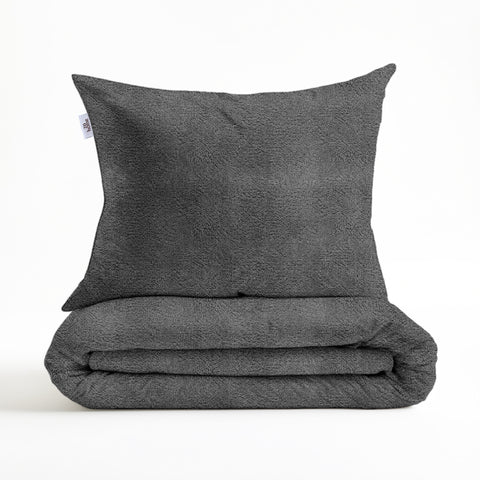 Zohome Dekbedovertrek Pile di Flanella Classic Antracite - 100% Microvezel - 240x200-220 cm