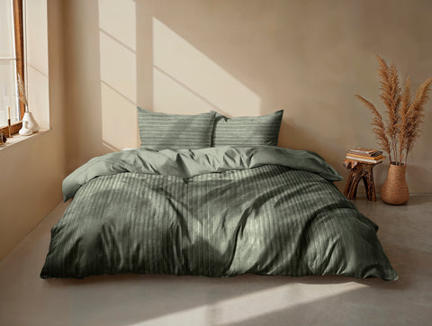 Zohome Dekbedovertrek Pile di Ribcord Army Green - 100% Microvezel - sfeer/detail 1