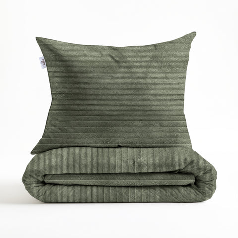 Zohome Dekbedovertrek Pile di Ribcord Army Green - 100% Microvezel - sfeer/detail 3