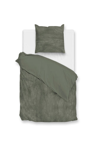 Zohome Dekbedovertrek Pile di Ribcord Army Green - 100% Microvezel - 140x200 cm