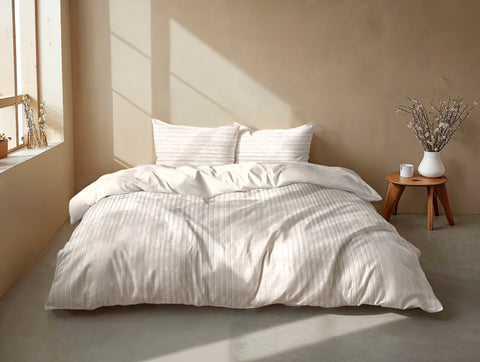 Zohome Dekbedovertrek Pile di Ribcord Off-White - 100% Microvezel - sfeer/detail 1