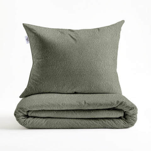 Zohome Dekbedovertrek Pile di Sherpa Army Green - 100% Microvezel - sfeer/detail 4