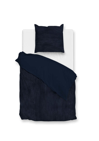 Zohome Dekbedovertrek Pile di Ribcord Navy Blue - 100% Microvezel - 140x200 cm