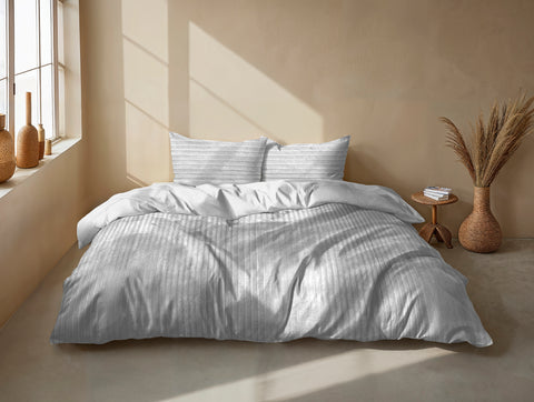 Zohome Dekbedovertrek Pile di Ribcord Dove Grey - 100% Microvezel - sfeer/detail 1