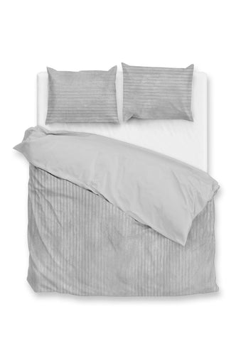 Zohome Dekbedovertrek Pile di Ribcord Dove Grey - 100% Microvezel - 240x200-220 cm