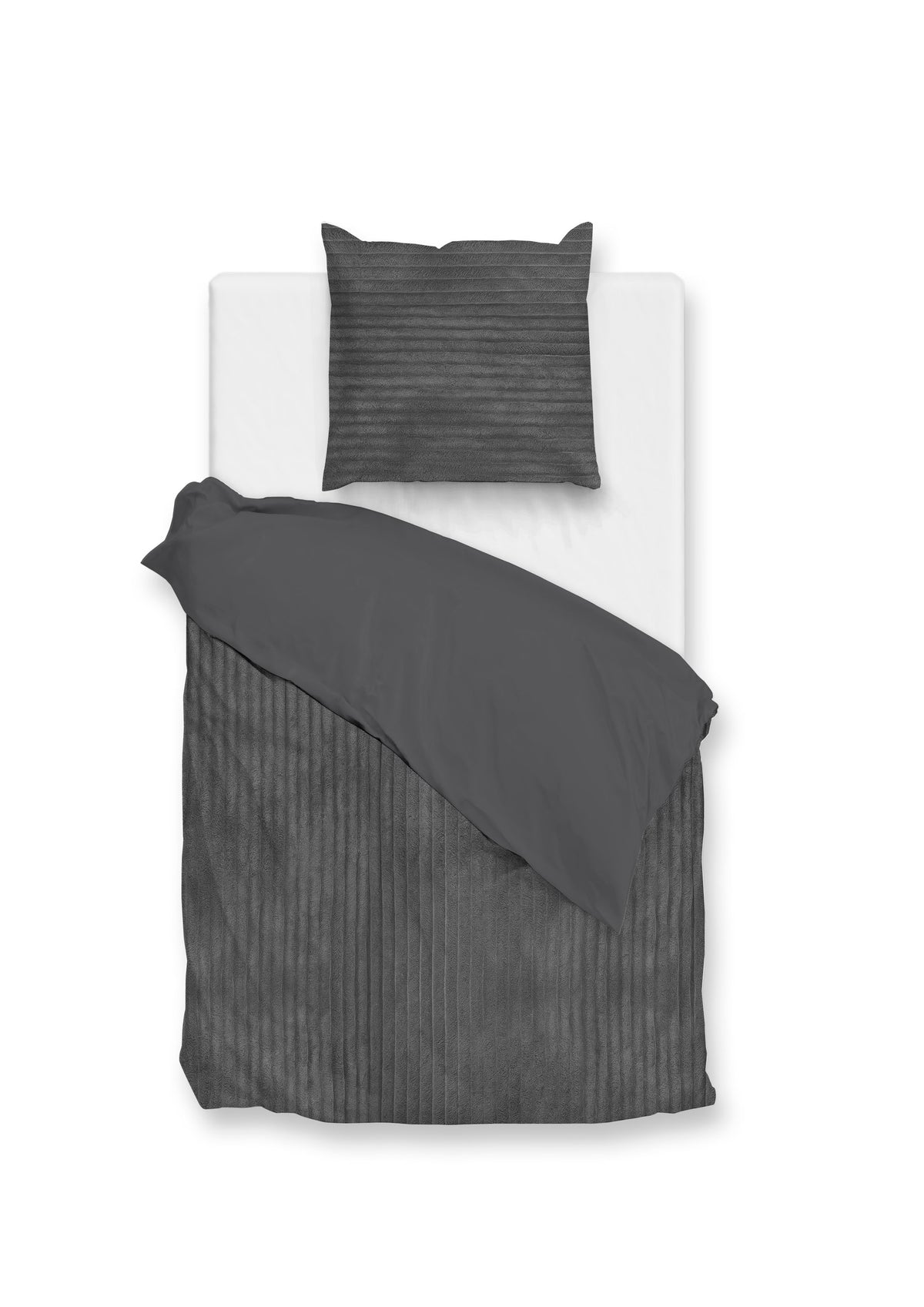 Zohome Dekbedovertrek Pile di Ribcord Classic Antracite - 100% Microvezel - 140x200 cm