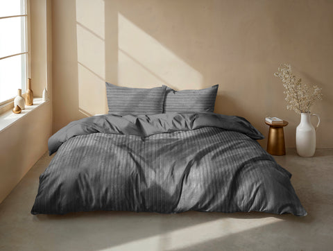 Zohome Dekbedovertrek Pile di Ribcord Classic Antracite - 100% Microvezel - sfeer/detail 1