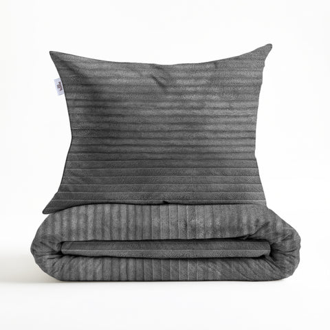 Zohome Dekbedovertrek Pile di Ribcord Classic Antracite - 100% Microvezel - sfeer/detail 3