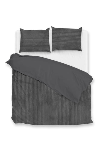 Zohome Dekbedovertrek Pile di Ribcord Classic Antracite - 100% Microvezel - 200x200-220 cm