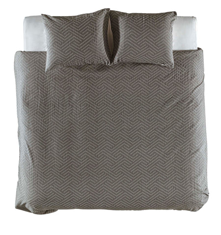 Yellow Dekbedovertrek Leonie Stoney Grey - 100% Katoen, Voorzijde: Jacquard / Achterzijde: Perkal