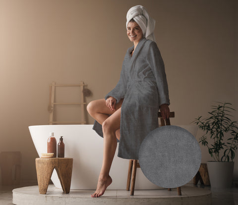 Heckettlane Badjas Premium Classic Anthracite - 100% Katoen