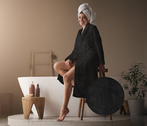 Heckettlane Badjas Premium Night Black - 100% Katoen