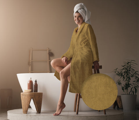 Heckettlane Badjas Premium Ochre Yellow - 100% Katoen