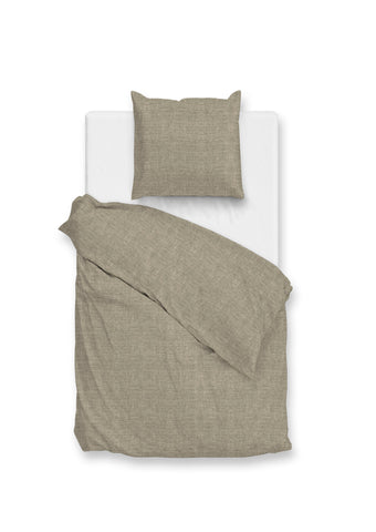 Zohome Dekbedovertrek Flanella di Lino Khaki Beige - 100% Katoen-Flanel
