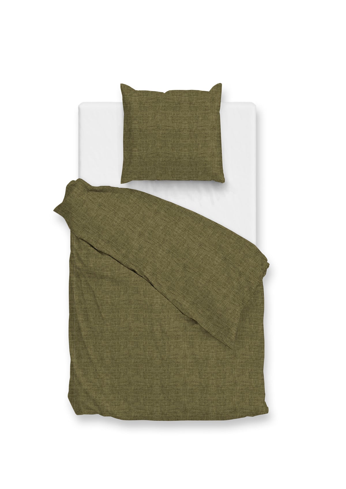Zohome Dekbedovertrek Flanella di Lino Olive Green - 100% Katoen-Flanel