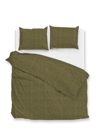 Zohome Dekbedovertrek Flanella di Lino Olive Green - 100% Katoen-Flanel