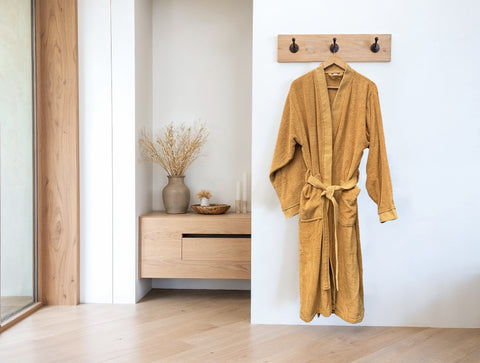 Heckettlane Badjas Premium Ochre Yellow - 100% Katoen