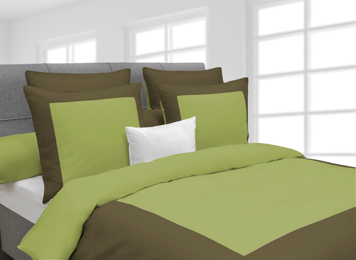 Heckettlane Dekbedovertrek Lina Green Oasis Burnt Olive - 100% Katoen-Perkal