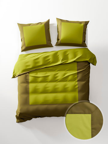 Heckettlane Dekbedovertrek Lina Green Oasis Burnt Olive - 100% Katoen-Perkal