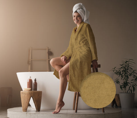 Heckettlane Badjas Grant Ochre Yellow - 100% Katoen