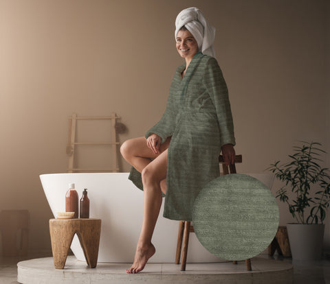 Heckettlane Badjas Prestige Army Green - 100% Katoen