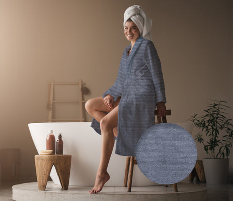 Heckettlane Badjas Prestige Insignia Blue - 100% Katoen