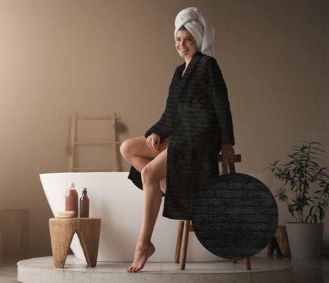 Heckettlane Badjas Prestige Night Black - 100% Katoen