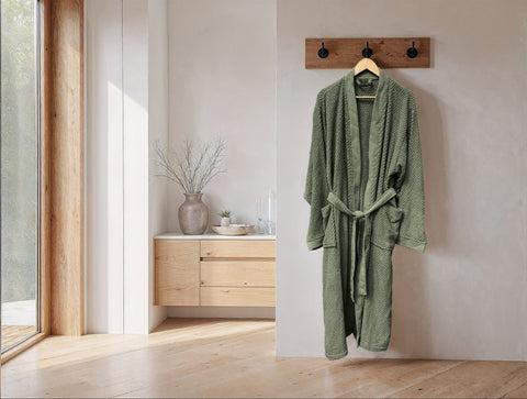 Heckettlane Badjas Grant Army Green - 100% Katoen