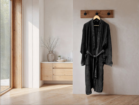 Heckettlane Badjas Grant Night Black - 100% Katoen