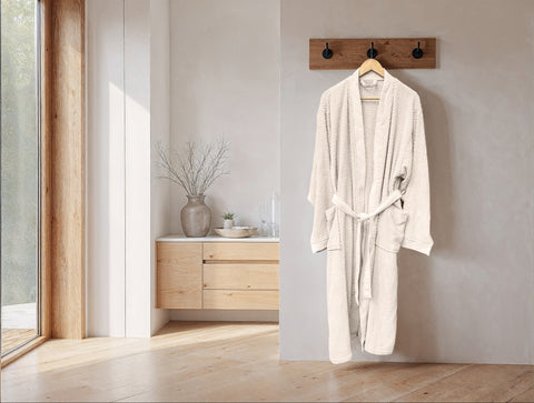 Heckettlane  Badjas Grant Off White - 100% Katoen