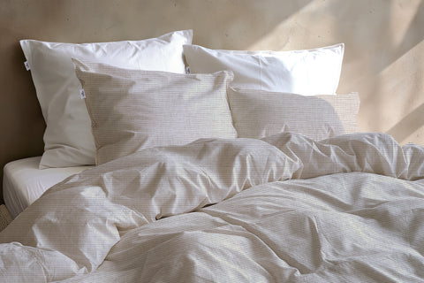 Zohome Dekbedovertrek Striscia di Lino Sandy Beige - 100% Katoen
