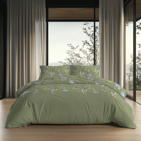 Heckettlane Dekbedovertrek Isla Moss Green - 100% Katoen-Flanel