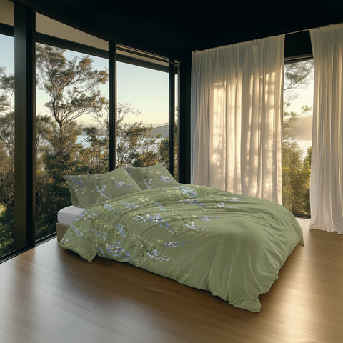 Heckettlane Dekbedovertrek Isla Moss Green - 100% Katoen-Flanel