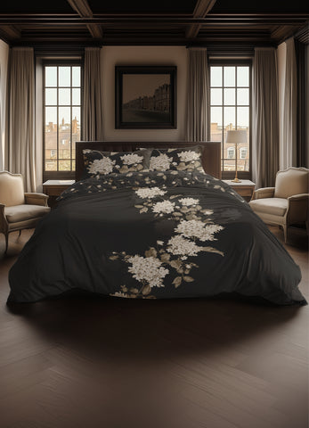 Heckettlane Dekbedovertrek Ivy Classic Anthracite - 100% Katoen-Satijn