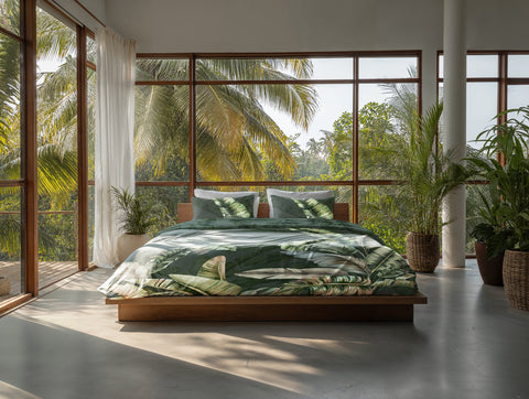 Heckettlane Dekbedovertrek Sarani Forest Green - 100% Katoen-Satijn