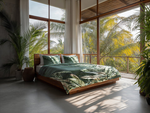 Heckettlane Dekbedovertrek Sarani Forest Green - 100% Katoen-Satijn