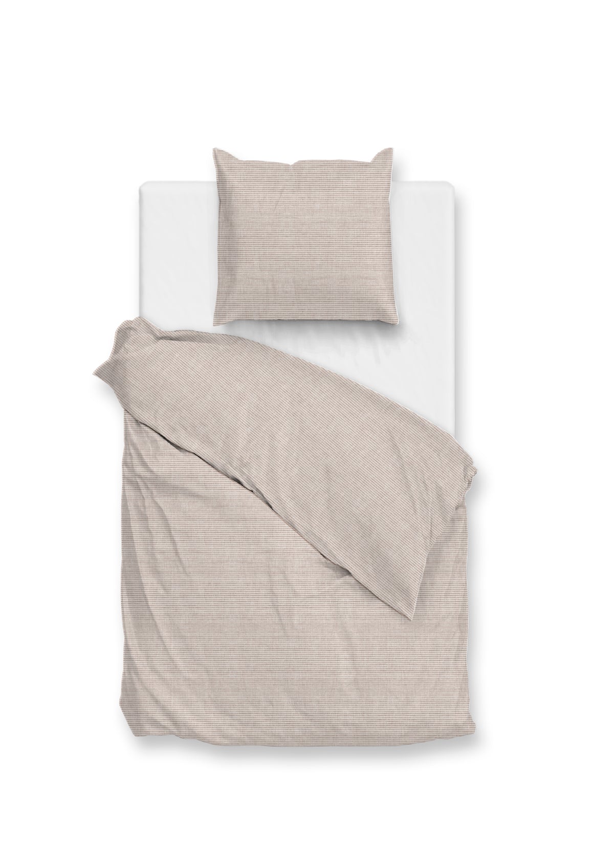 Zohome Dekbedovertrek Striscia di Lino Sandy Beige - 100% Katoen