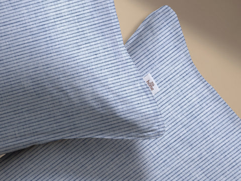 Zohome Dekbedovertrek Striscia di Lino Denim - 100% Katoen