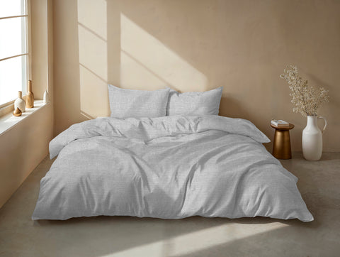 Zohome Dekbedovertrek Striscia di Lino Dove Grey - 100% Katoen