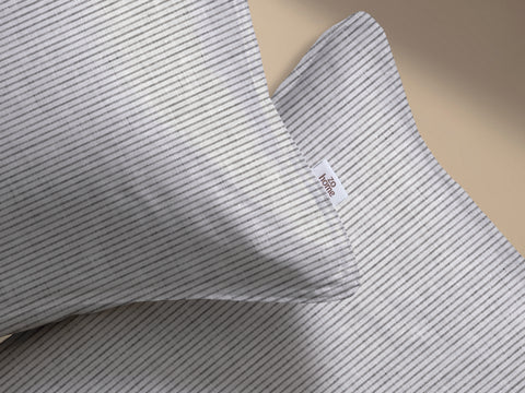Zohome Dekbedovertrek Striscia di Lino Dove Grey - 100% Katoen