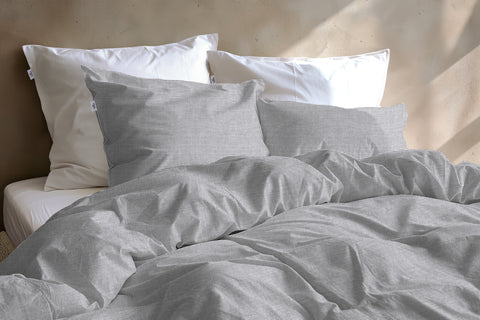 Zohome Dekbedovertrek Striscia di Lino Dove Grey - 100% Katoen